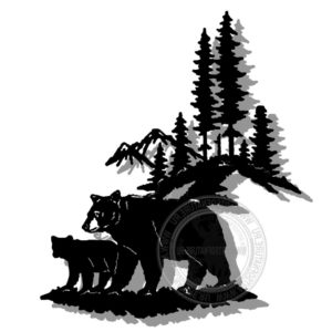 Настенное металлическое прорезное панно картина "Медведица и медвеженок"