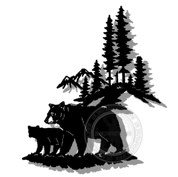 Настенное металлическое прорезное панно картина "Медведица и медвеженок"