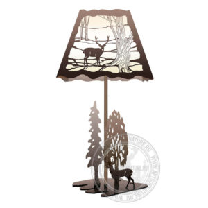 Настольная лампа в стиле кантри "Олени в лесу"