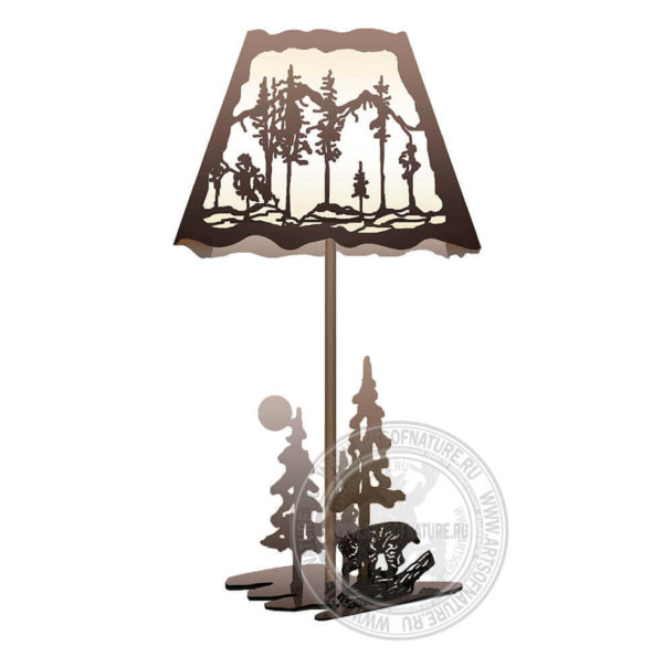 Настольная лампа в стиле кантри "Рысь в лесу"