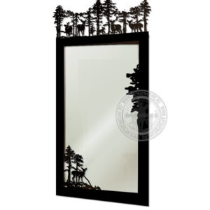 Прямоугольное зеркало с рамой "Олени на лесной опушке"