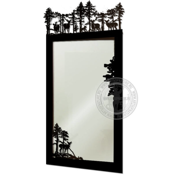 Прямоугольное зеркало с рамой "Олени на лесной опушке"