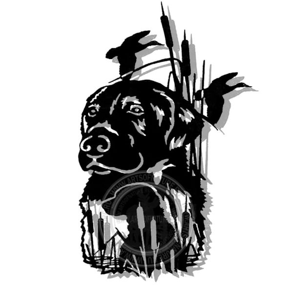 Настенное металлическое прорезное панно картина "Охотничья собака"