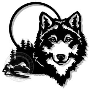 Настенное металлическое прорезное панно картина "Портрет волка"