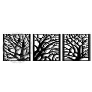 Настенный триптих Две птички на дереве (квадратные рамки)