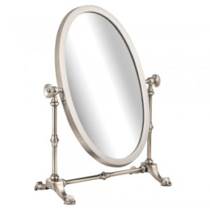 Зеркало настольное косметическое овальное серебро